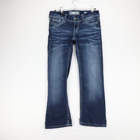 BKE Pants Women 27R Blue Denim Jeans Stella Bootcut Cotton Blend Low Rise Buckle - Picture 1 of 16